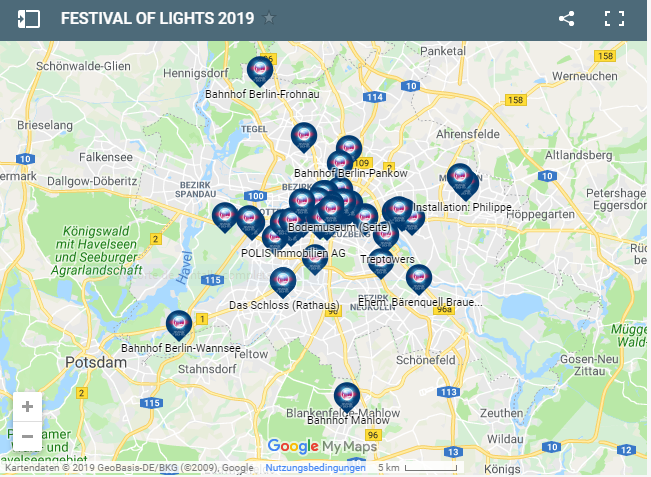 Mapa del Festival de las Luces 2019